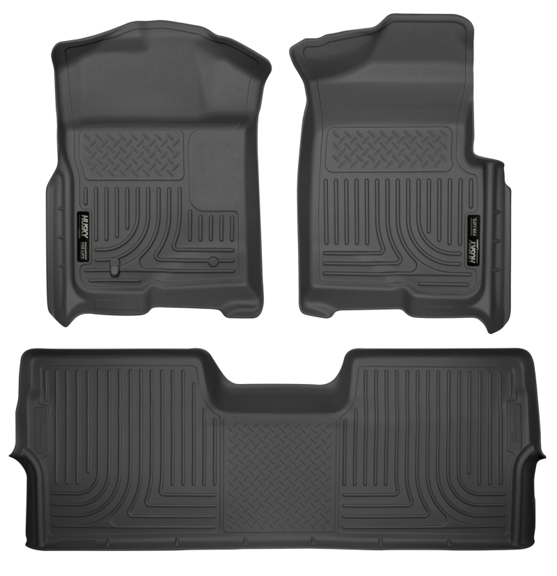 Ford F-150 Floor Liners - Front + Rear - Husky Liners - WeatherBeater - Black - `09-`12
